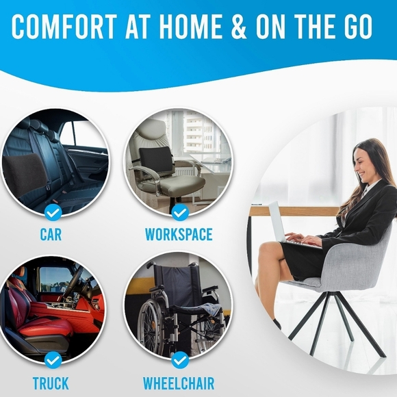 Breathable Lumbar Support Pillow w/Mesh & Velvet Covers Memory Foam - Picture 5 of 6